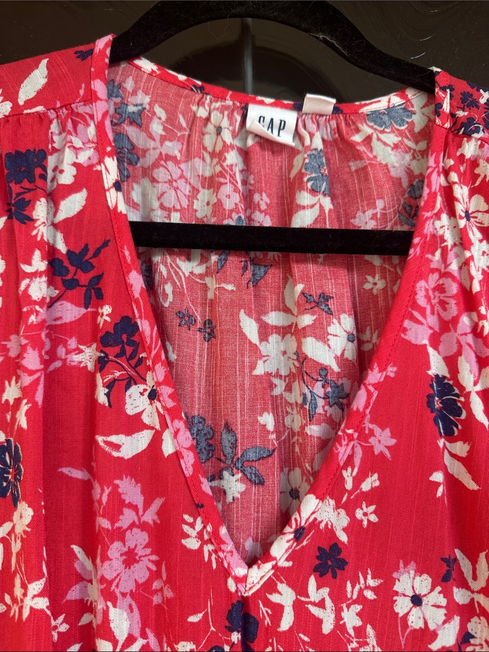 Floral V-Neck Summer Dress - DarkPink - Picture 3 of 5